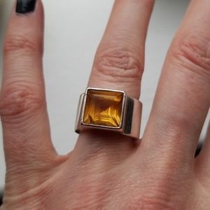 VERSANI sterling silver yellow gemstone ring